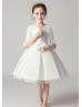 Ivory Satin Tulle Cute Flower Girl Dress